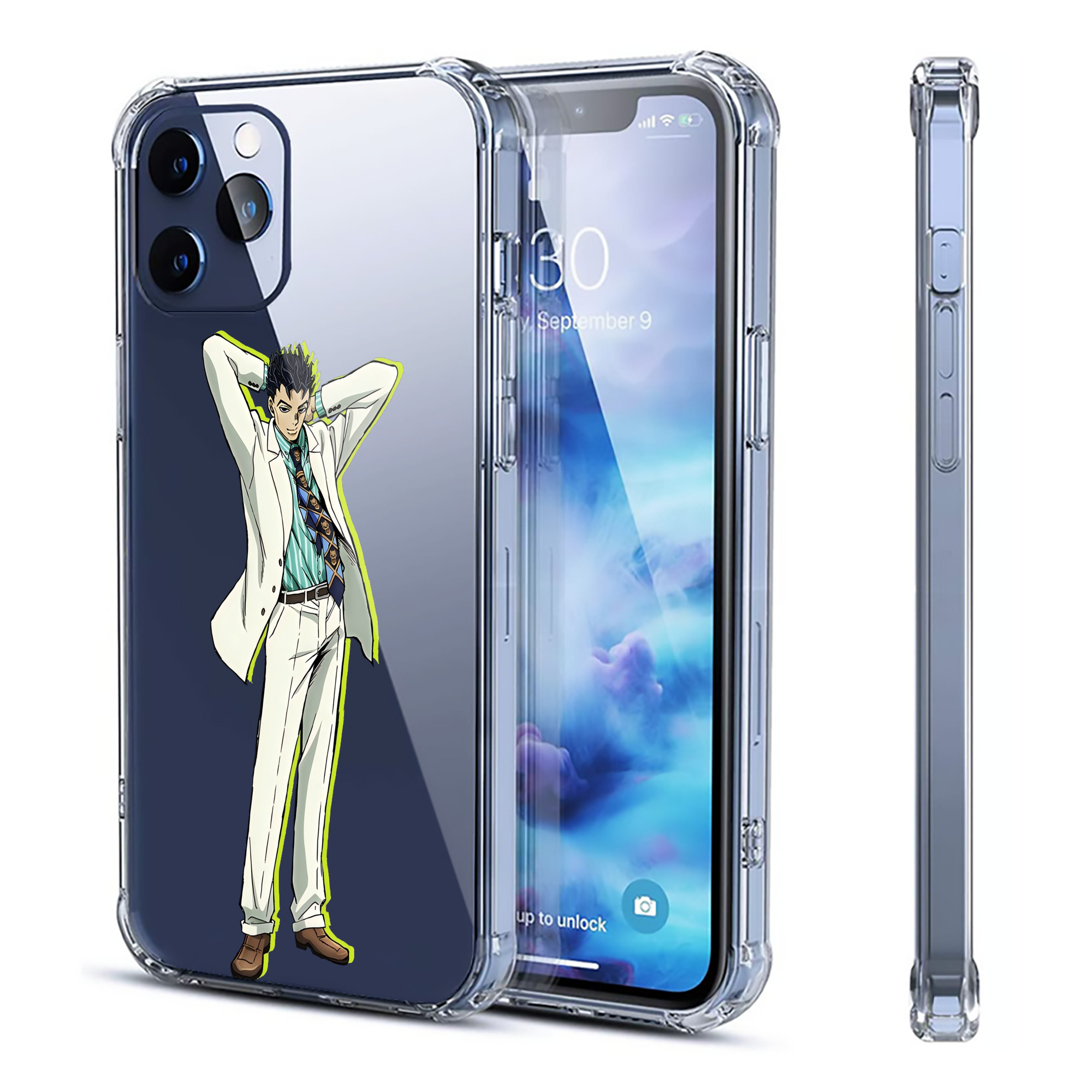 （画像用） ジョジョの奇妙な冒険 きら よしかげ JoJo's Bizarre Adventure Kira Yoshikage 【iPhone 12シリーズ対応】透明スマホケース（クリアソフトケース）